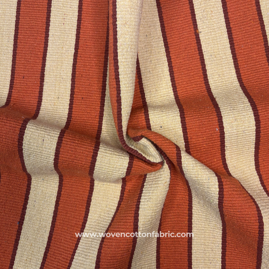 Terracotta Heritage Stripe Woven Fabric, Per Meter
