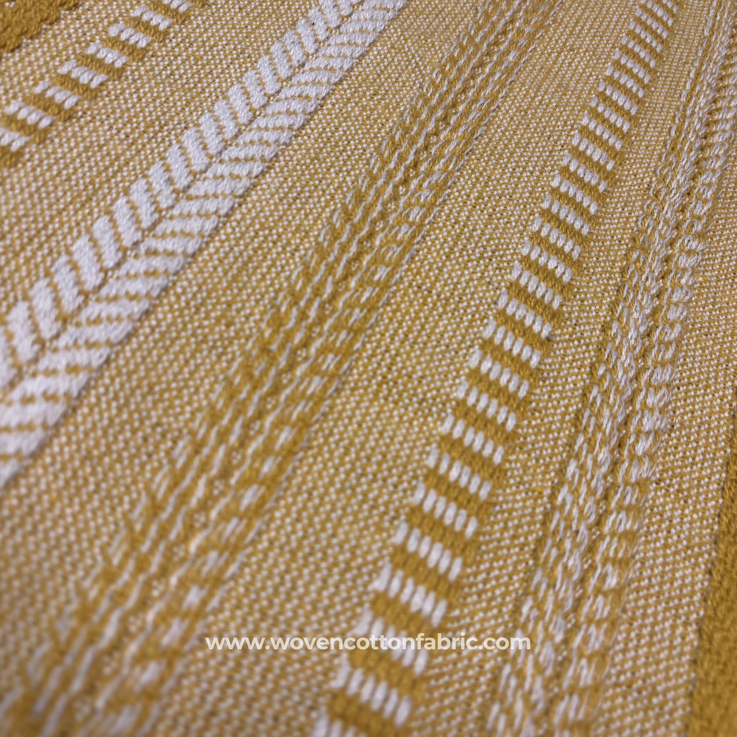 Mustard Seed Geometric Linear Textile  Fabric, Per Meter