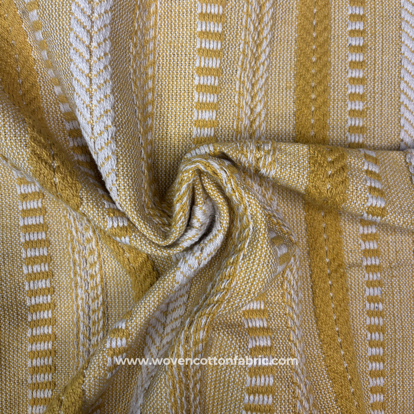 Mustard Seed Geometric Linear Textile  Fabric, Per Meter