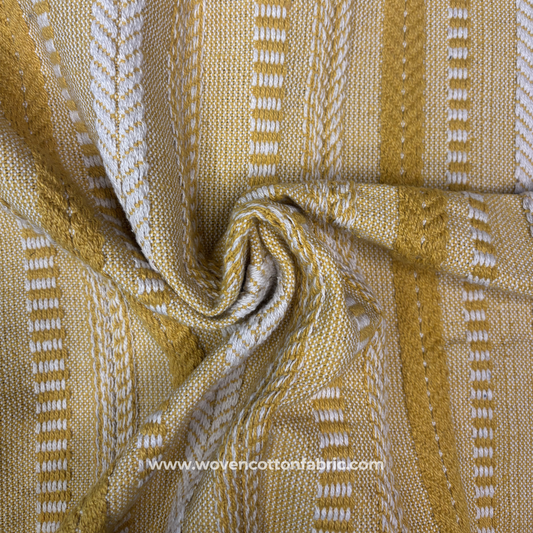 Mustard Seed Geometric Linear Textile  Fabric, Per Meter