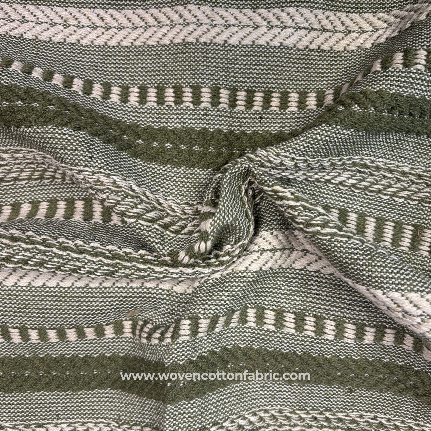 Olive Grove Textured Cotton Canvas  Fabric, Per Meter