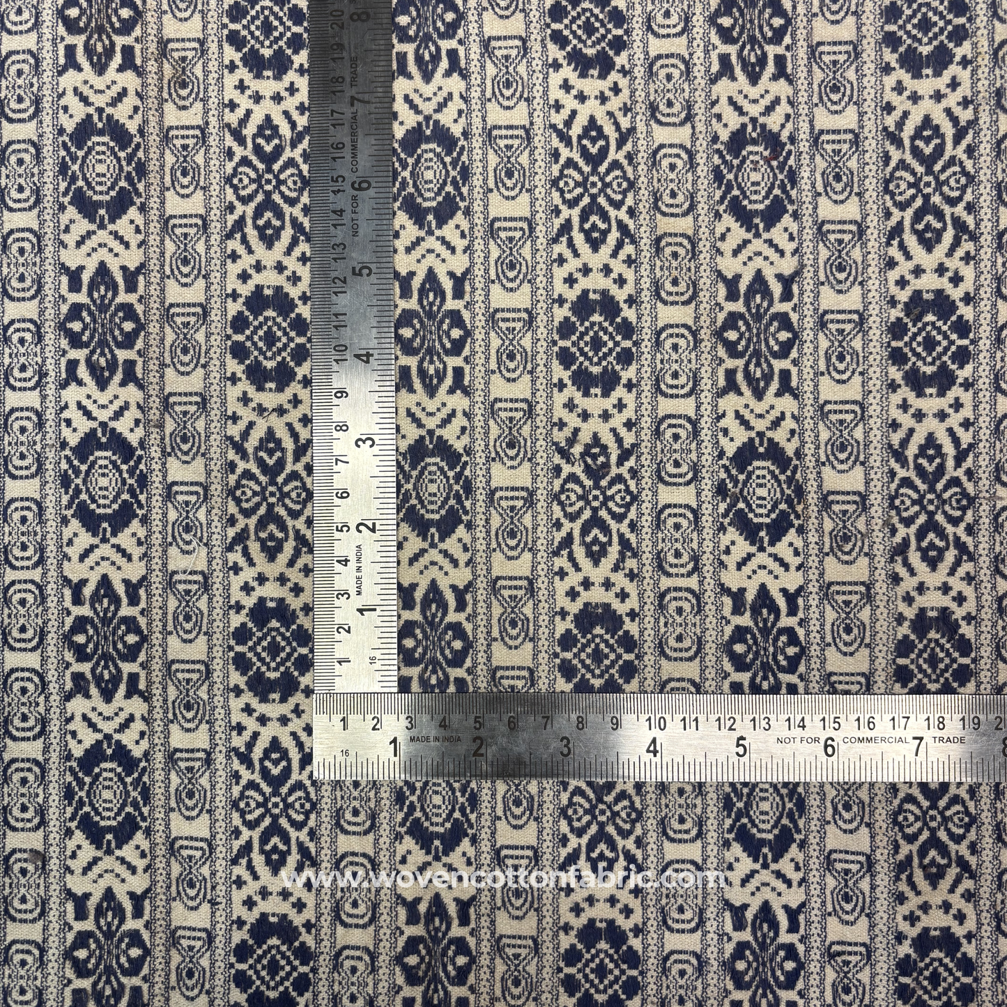Indigo Heritage Floral Jacquard  Fabric, Per Meter