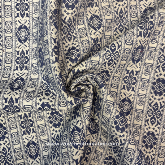 Indigo Heritage Floral Jacquard  Fabric, Per Meter