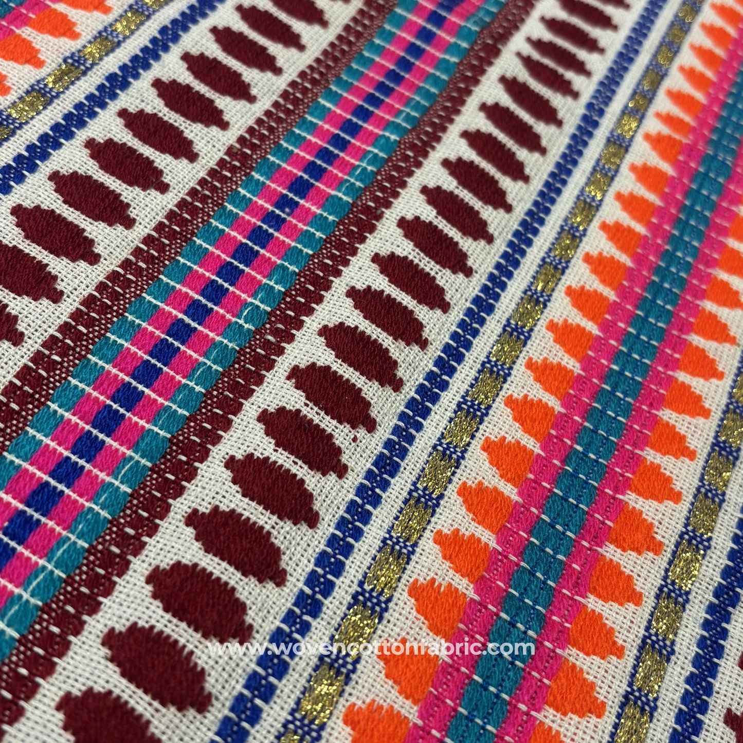 Midnight Garnet Zari-Accent Woven Fabric, Per Meter