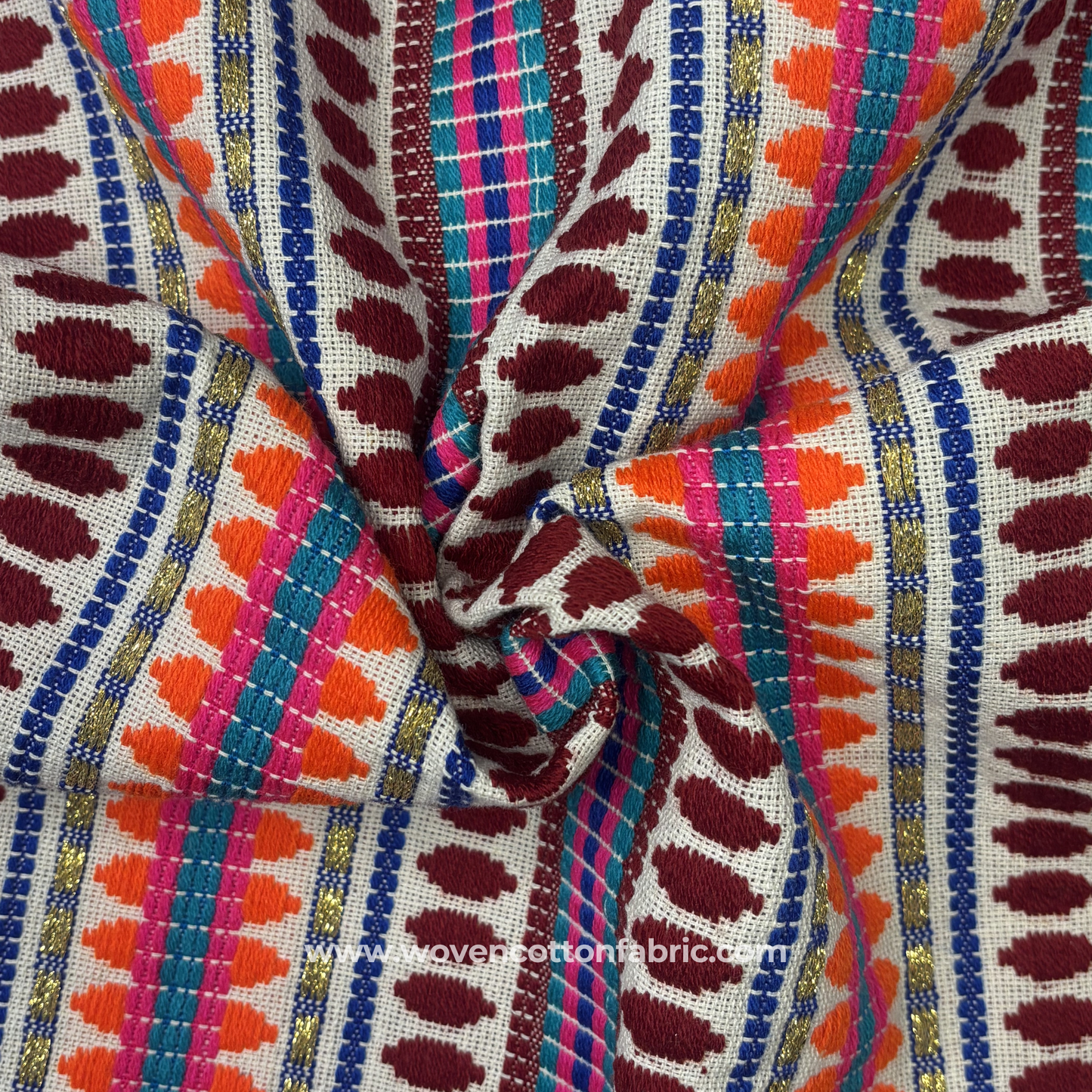 Midnight Garnet Zari-Accent Woven Fabric, Per Meter