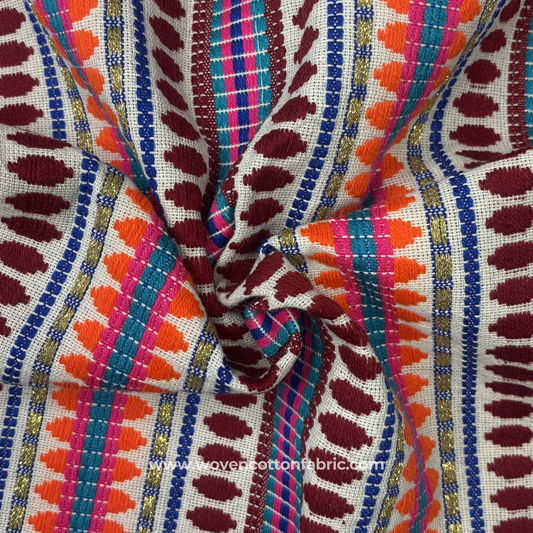 Midnight Garnet Zari-Accent Woven Fabric, Per Meter