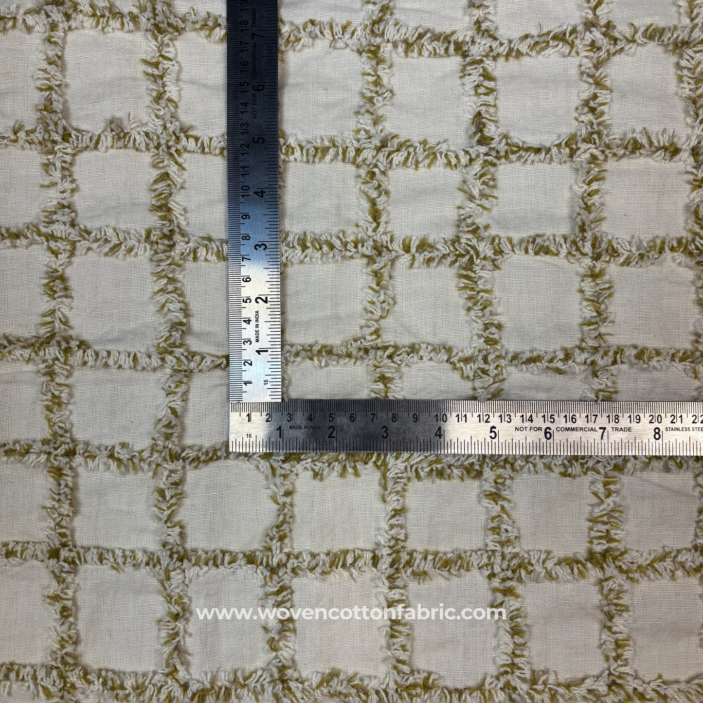 Moss Tufted Lattice Cotton Fabric, Per Meter