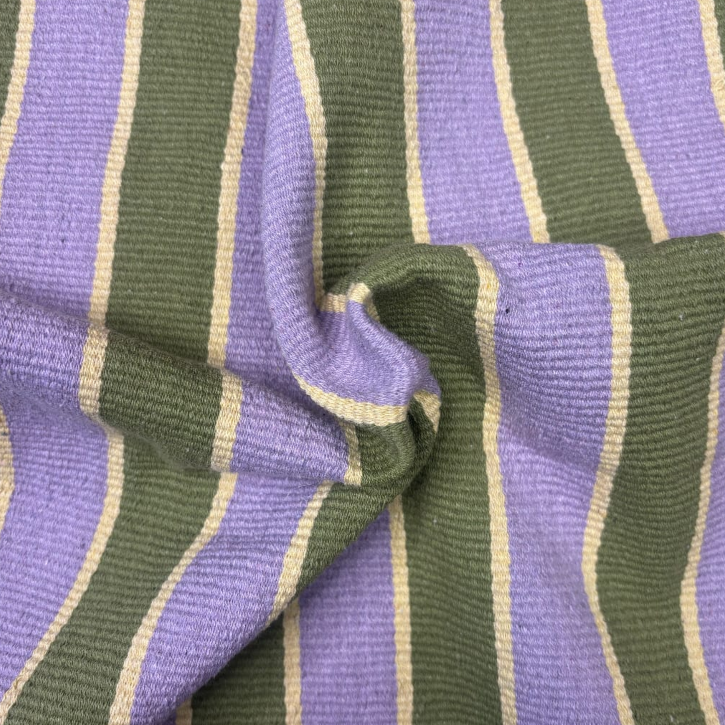 Lavender & Moss Ribbed Stripe Fabric, Per Meter