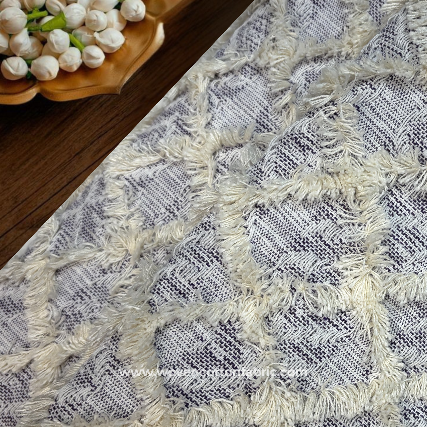 Silver Birch Eyelash Weave Fabric, Per Meter