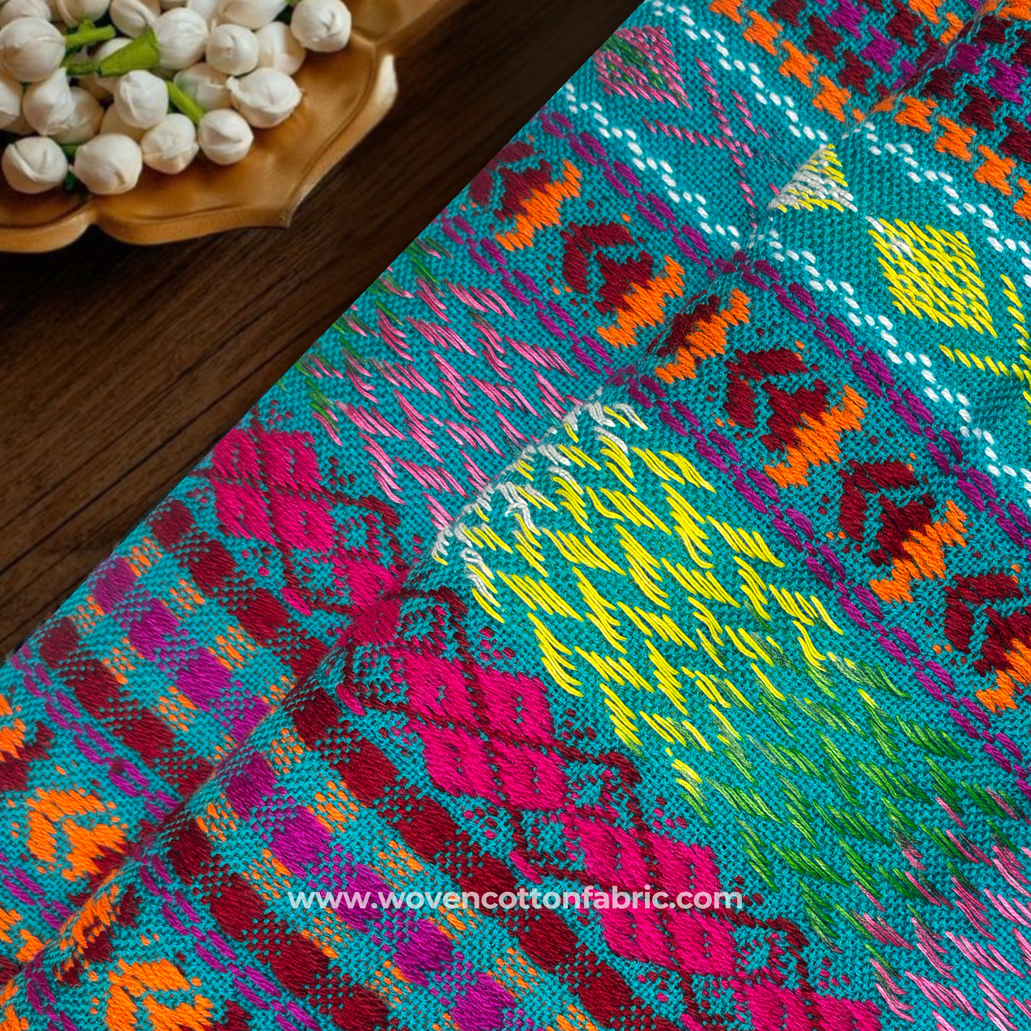 Bohemian Mosaic Jacquard Fabric, Per Meter