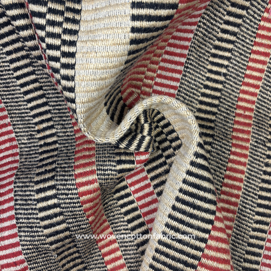 Crimson Highland Ribbed Jacquard Fabric, Per Meter