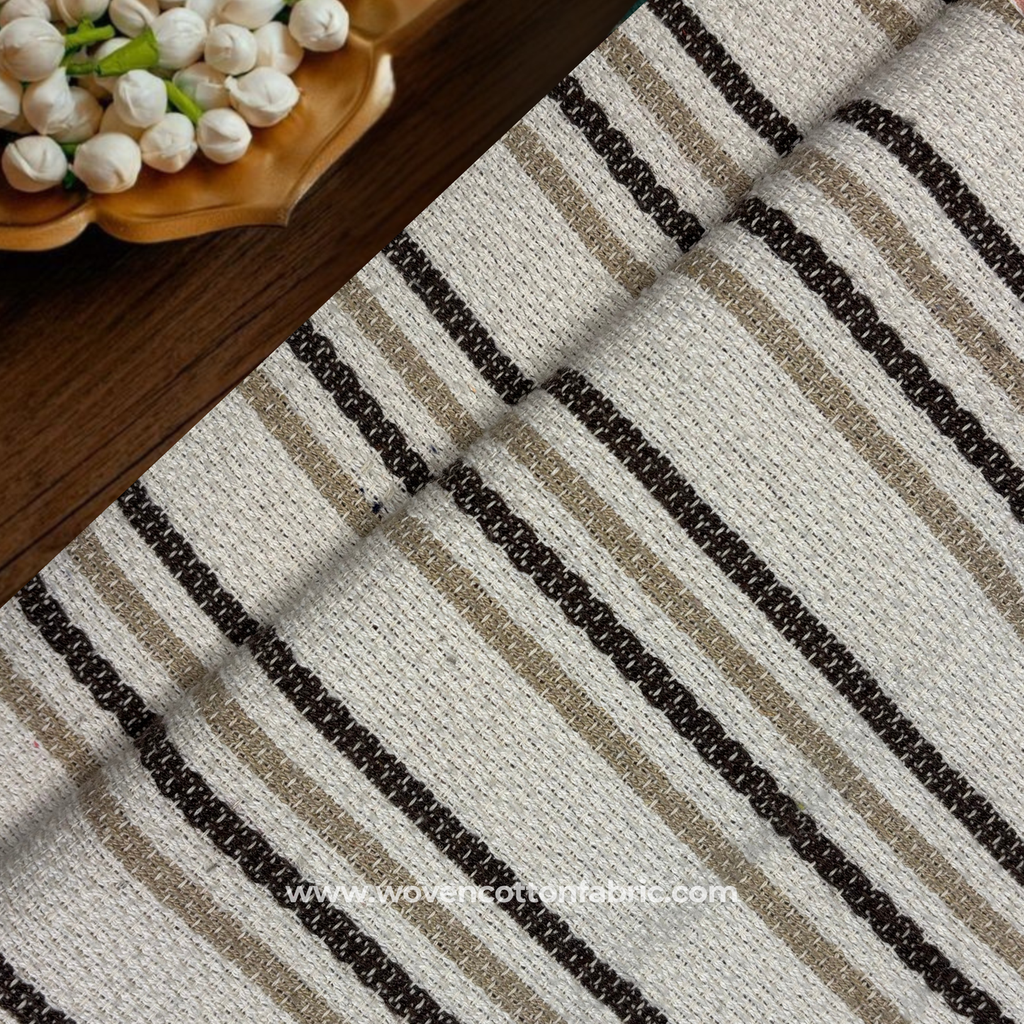 Artisan Grain Stripe Cotton Jacquard Fabric, Per Meter