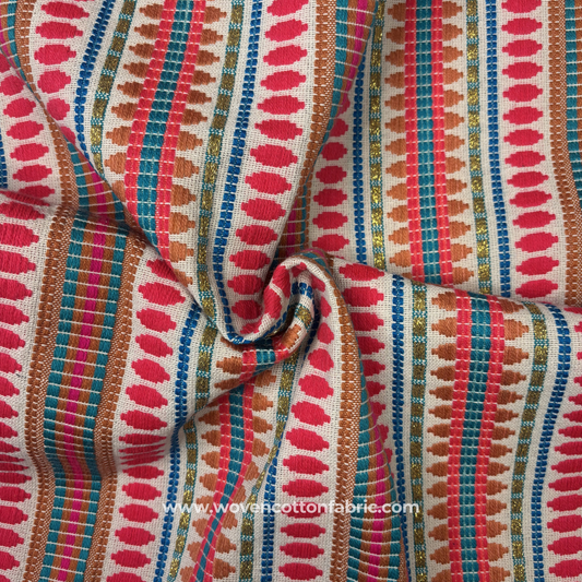 Vibrant Horizon Hand-Loomed Cotton Fabric, Per Meter