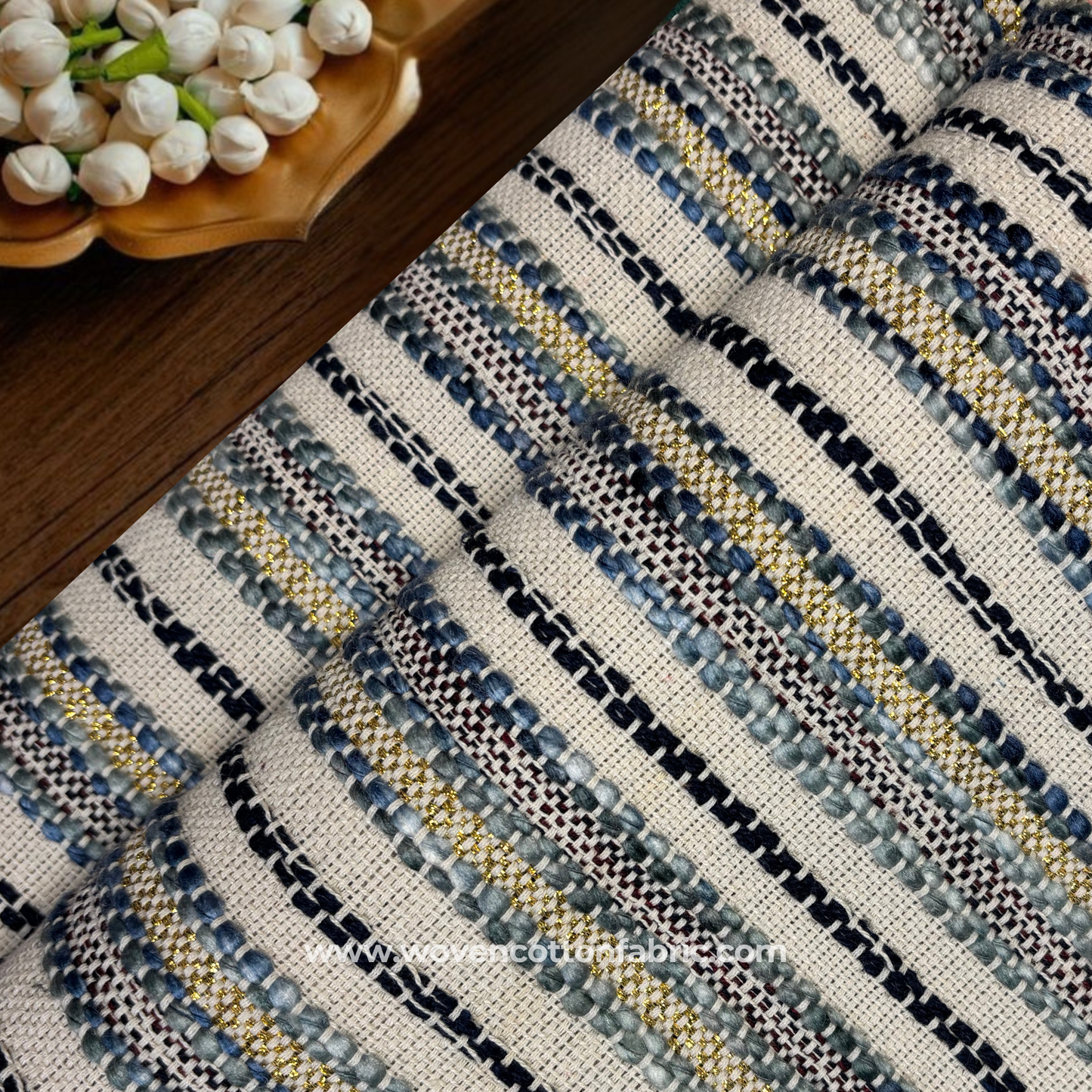 Artisan Aegean Weave Cotton Jacquard Fabric, Per Meter