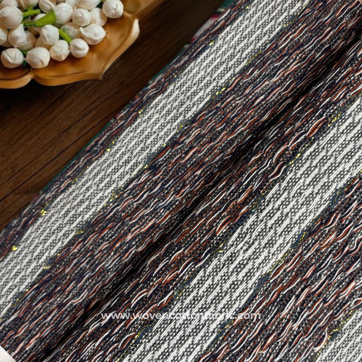 Rustic Obsidian Linear Jacquard Fabric, Per Meter (Copy)