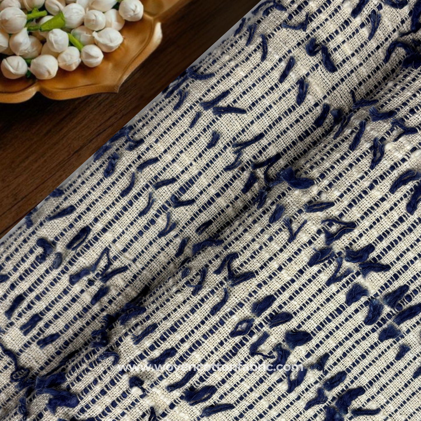 Artisan Frayed-Stripe Handloom Jacquard Fabric, Per Meter (Copy)
