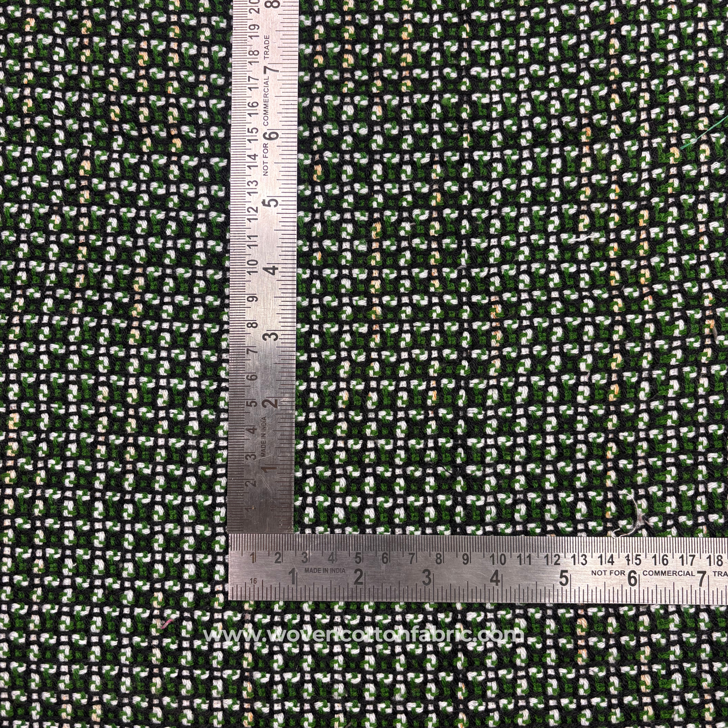 Emerald Grid Handloom Fabric, Per Meter