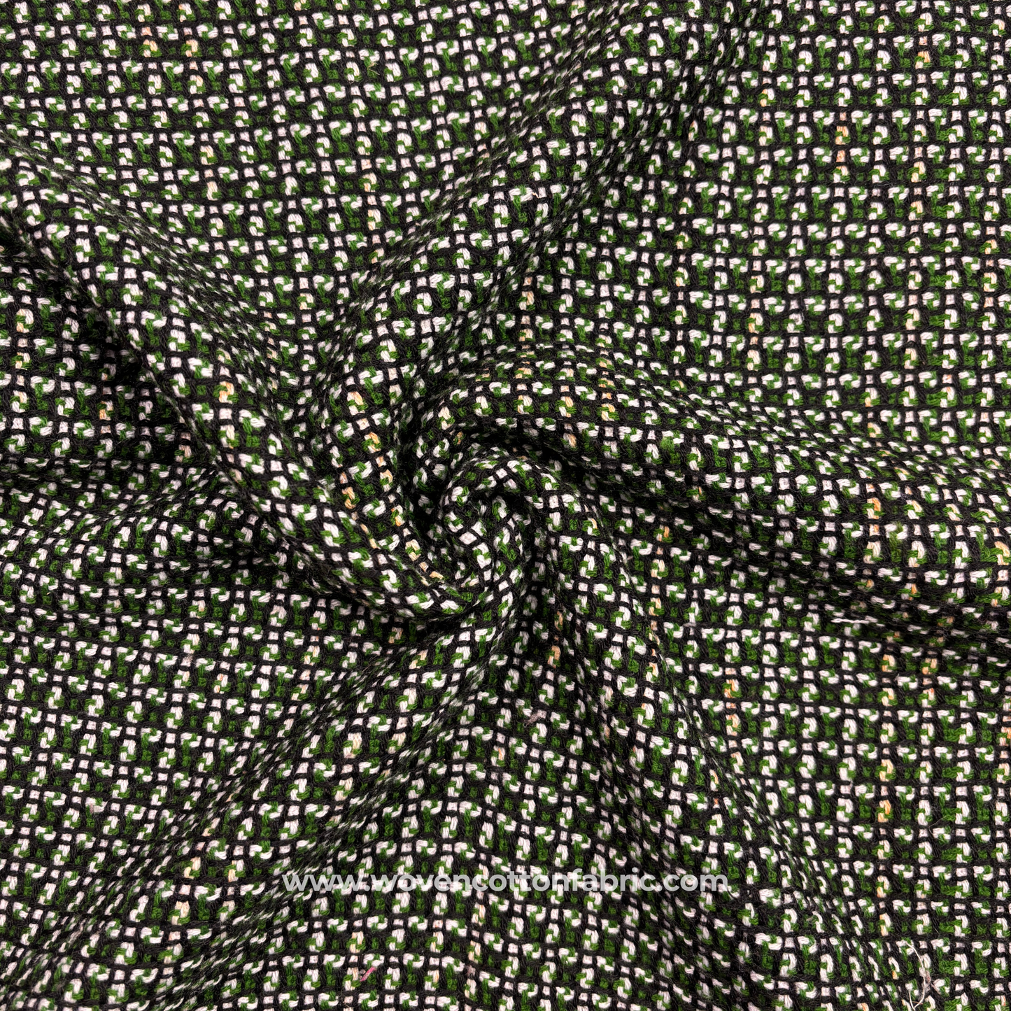 Emerald Grid Handloom Fabric, Per Meter