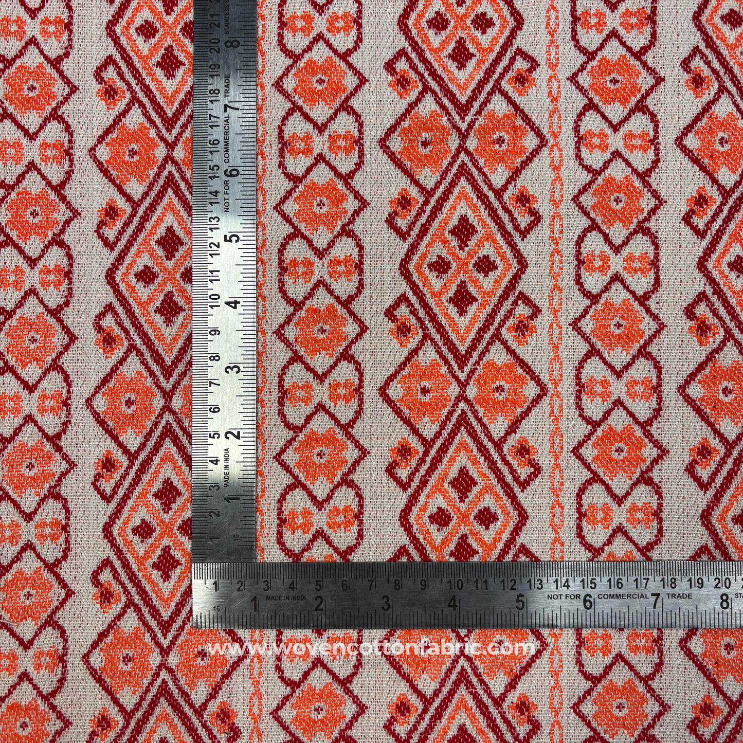 Sunset Mosaic Handloom Cotton Jacquard Fabric, Per Meter