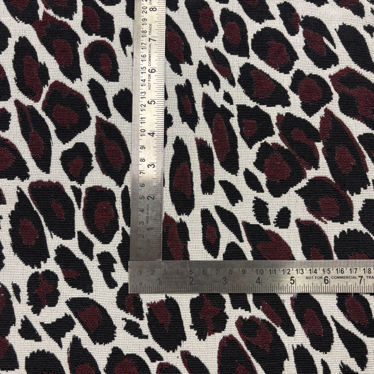 Midnight Garnet Leopard Fabric, Per Meter