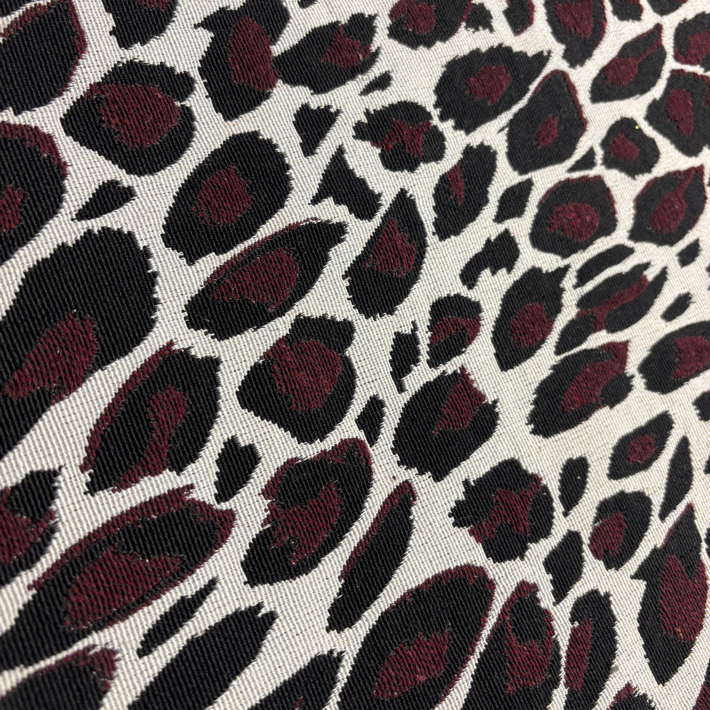Midnight Garnet Leopard Fabric, Per Meter