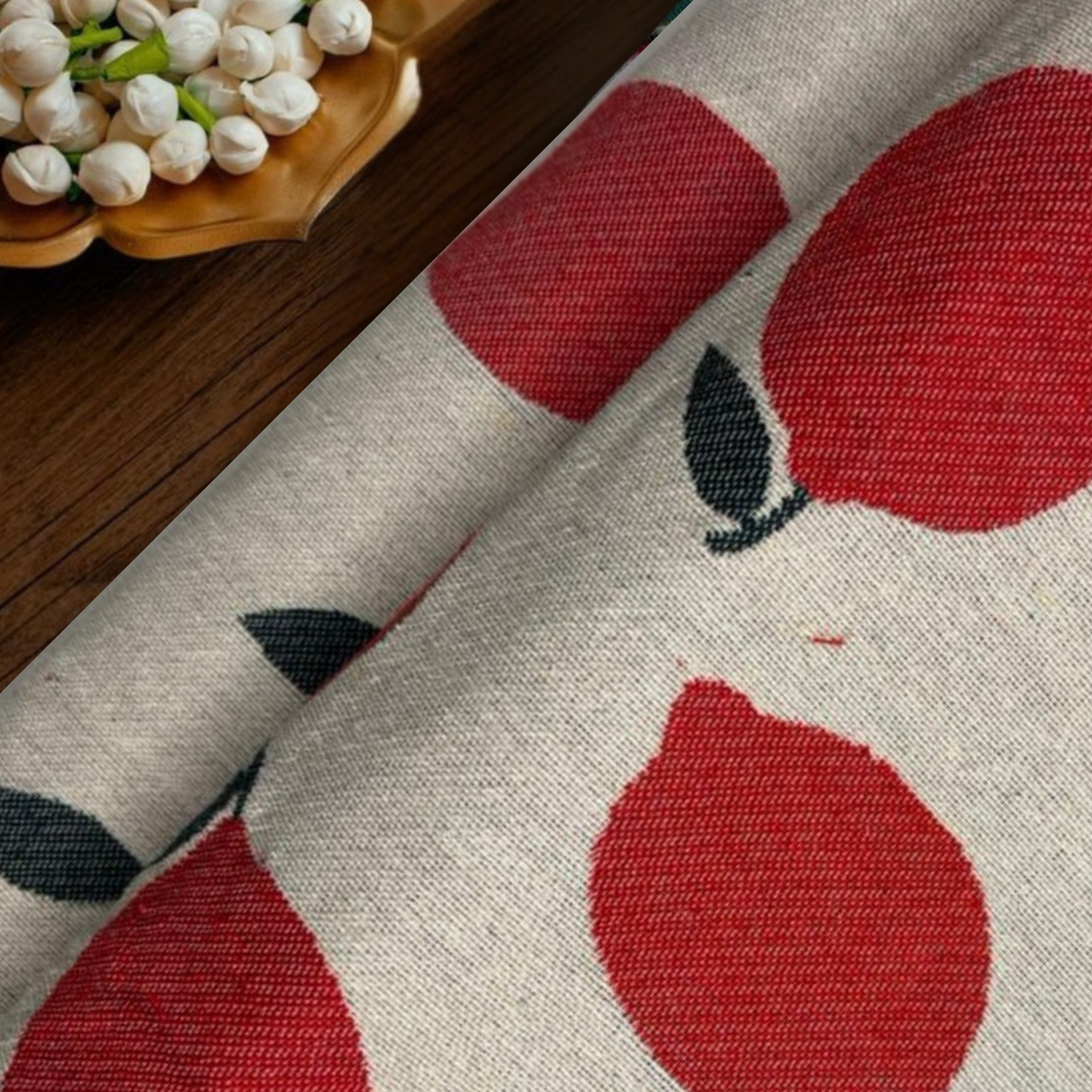 Scarlet Lemon Harvest Fabric, Per Meter