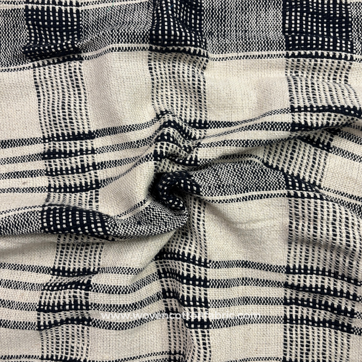The Loomed Grid in Charcoal Jacquard Fabric, Per Meter