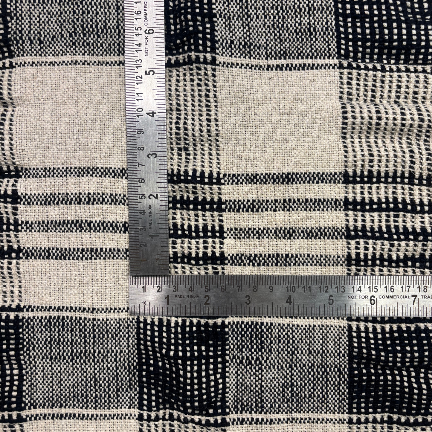 The Loomed Grid in Charcoal Jacquard Fabric, Per Meter