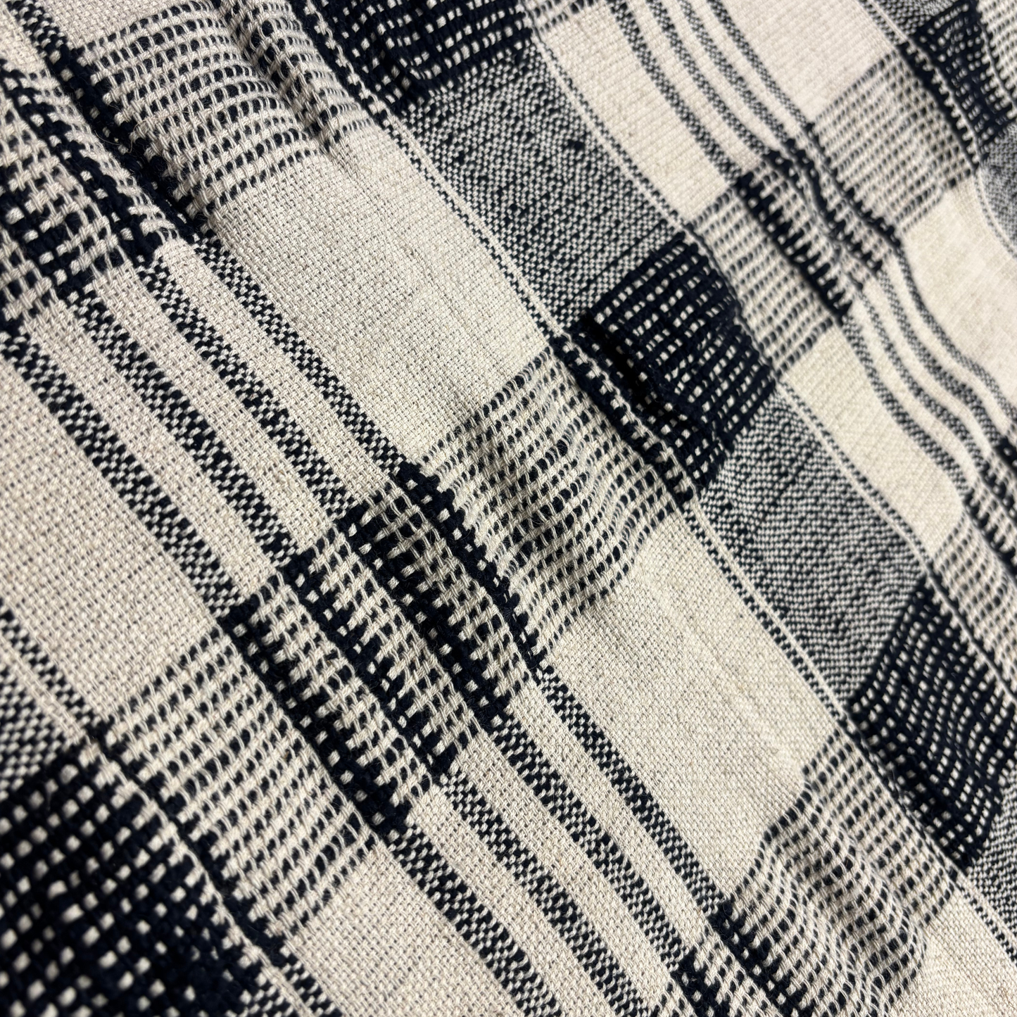 The Loomed Grid in Charcoal Jacquard Fabric, Per Meter