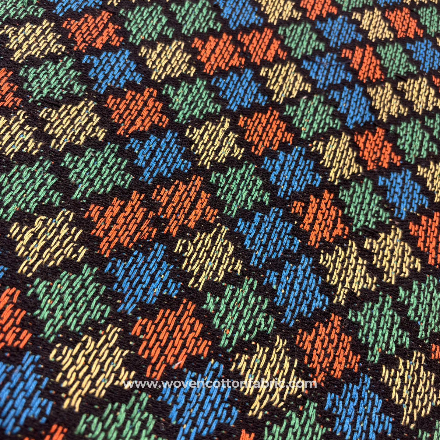 Prism Geometric Hand-Loomed Cotton Fabric, Per Meter