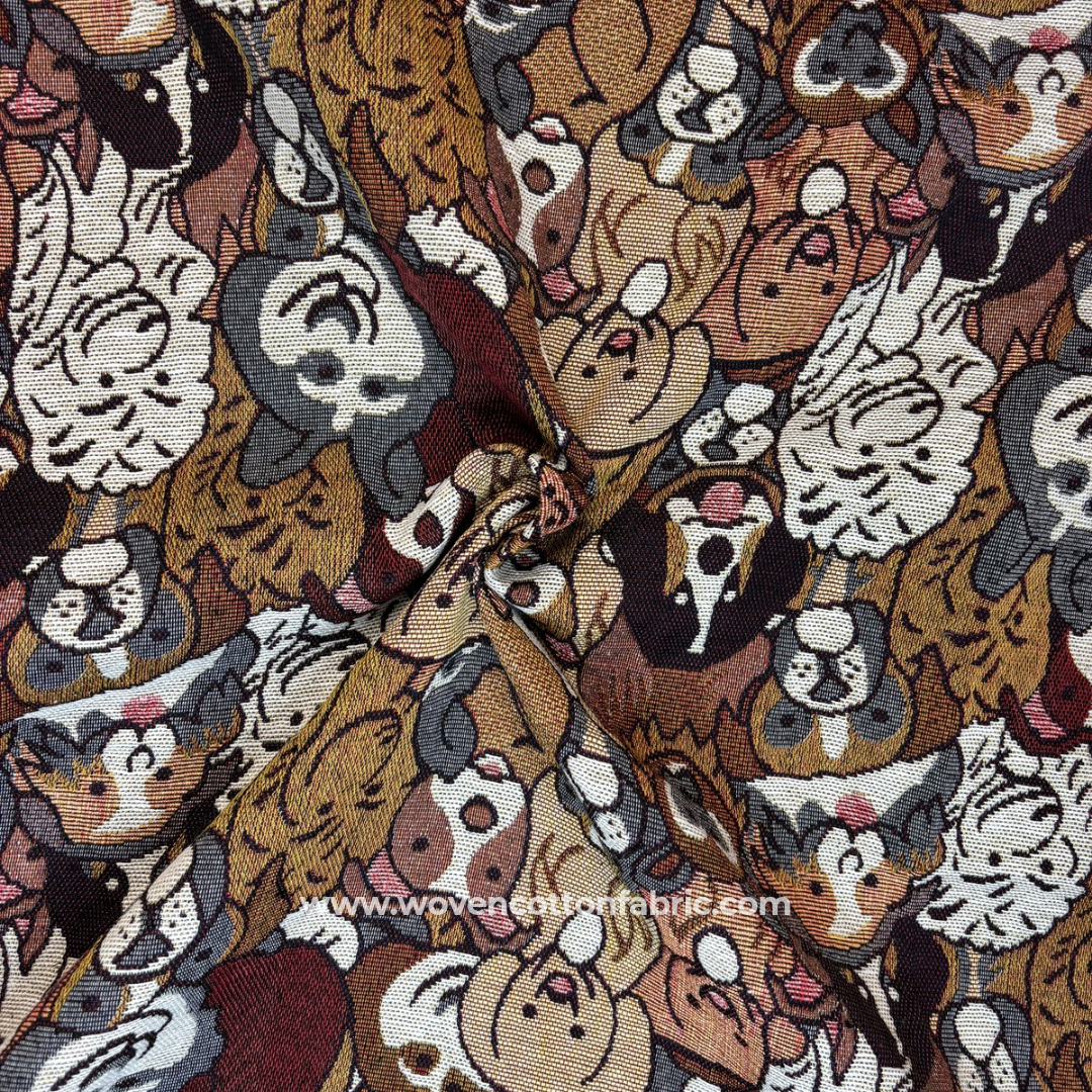 Woof Wonderland Cotton Jacquard Fabric, Per Meter