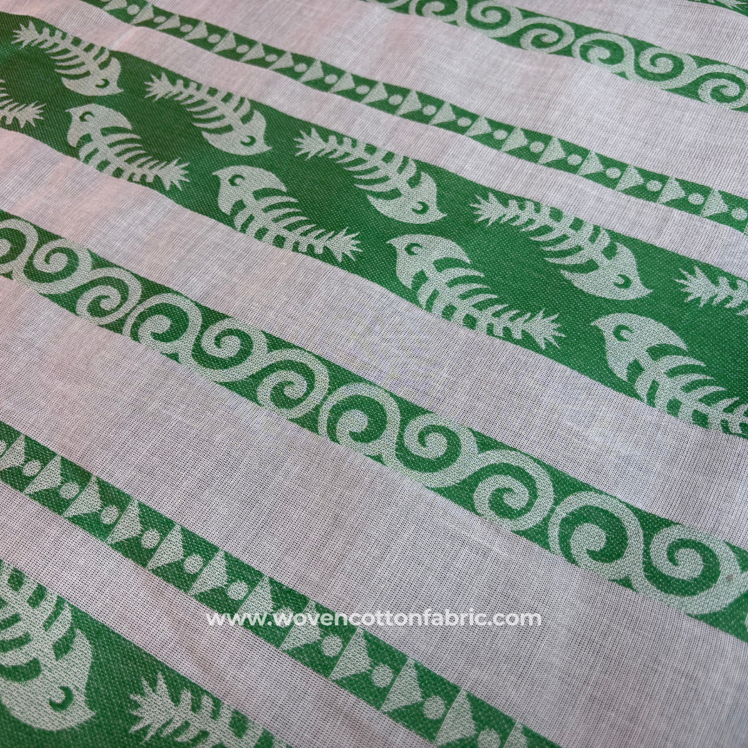 Green Aqua Dusk Cotton Jacquard Fabric,Per Meter