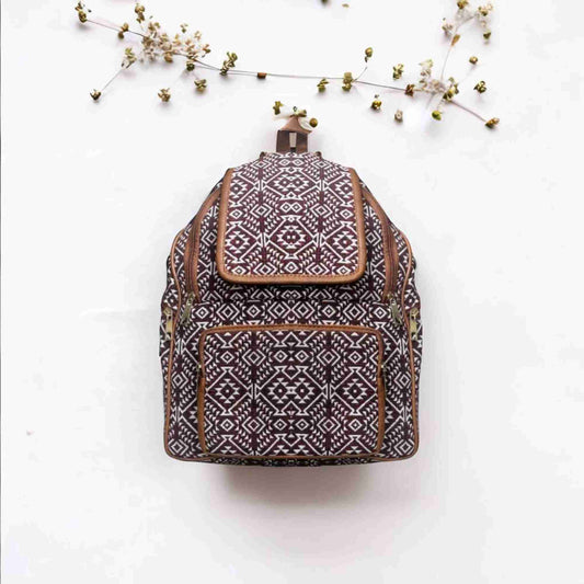 Maroon Jaipuri Handcrafted College Backpack , Small 5L