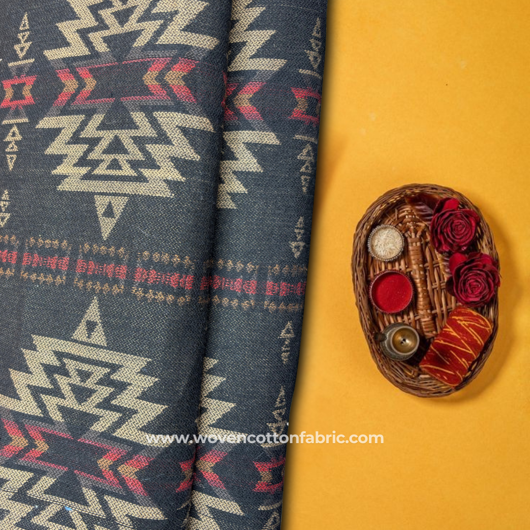 Nomadic Flame Cotton Jacquard Fabric,Per Meter