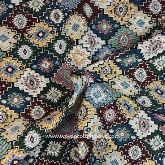 Vintage Navaar Cotton Jacquard Fabric, Per Meter
