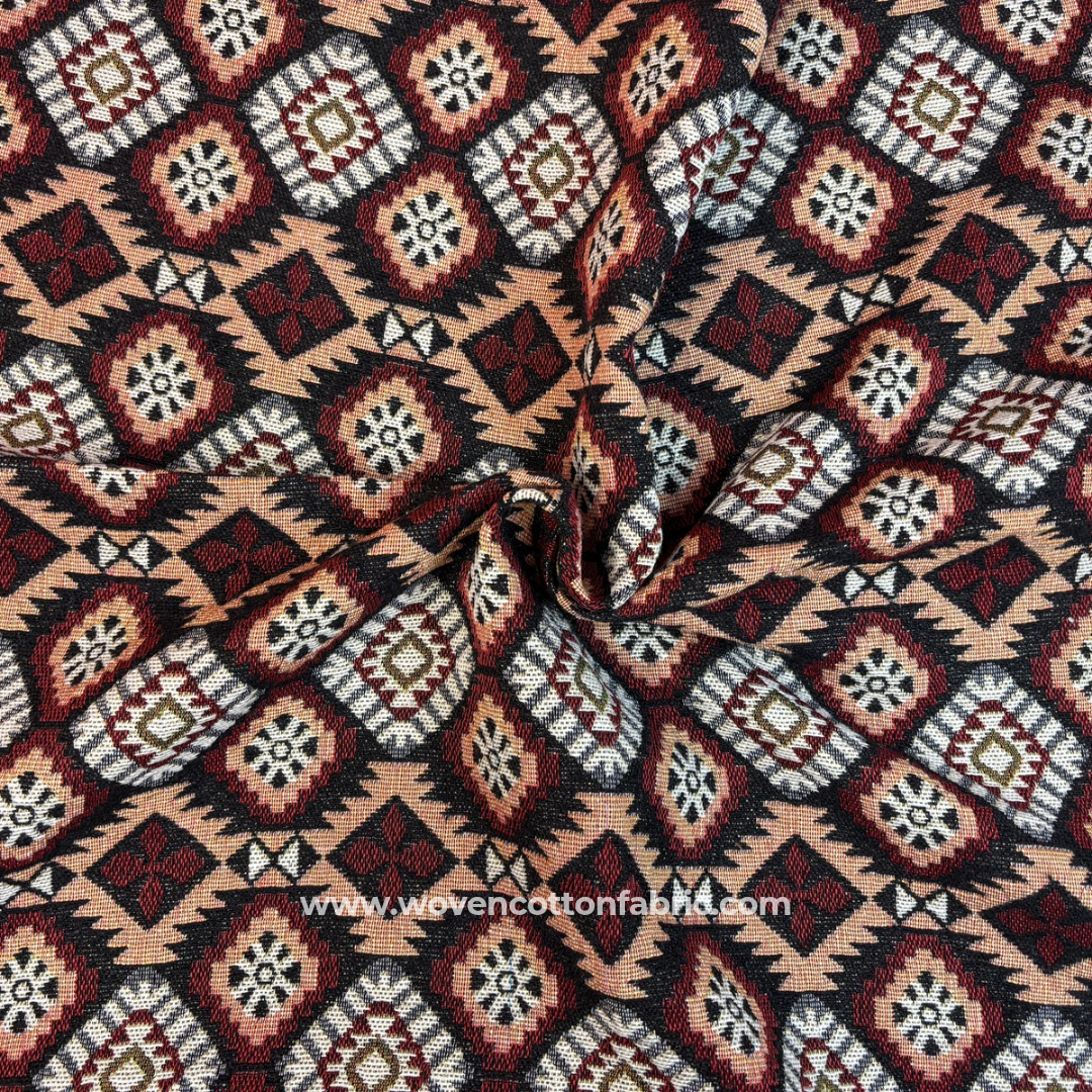 Sahara Grid Cotton Jacquard Fabric, Per Meter