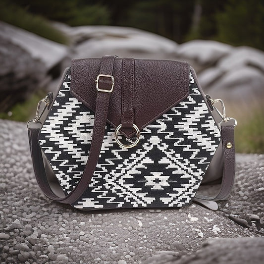 White Boho Himalayan Cotton Crossbody Sling Bag, 3 L