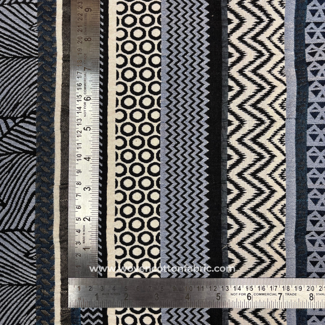 Indigo Illusion Cotton Jacquard Fabric, Per Meter