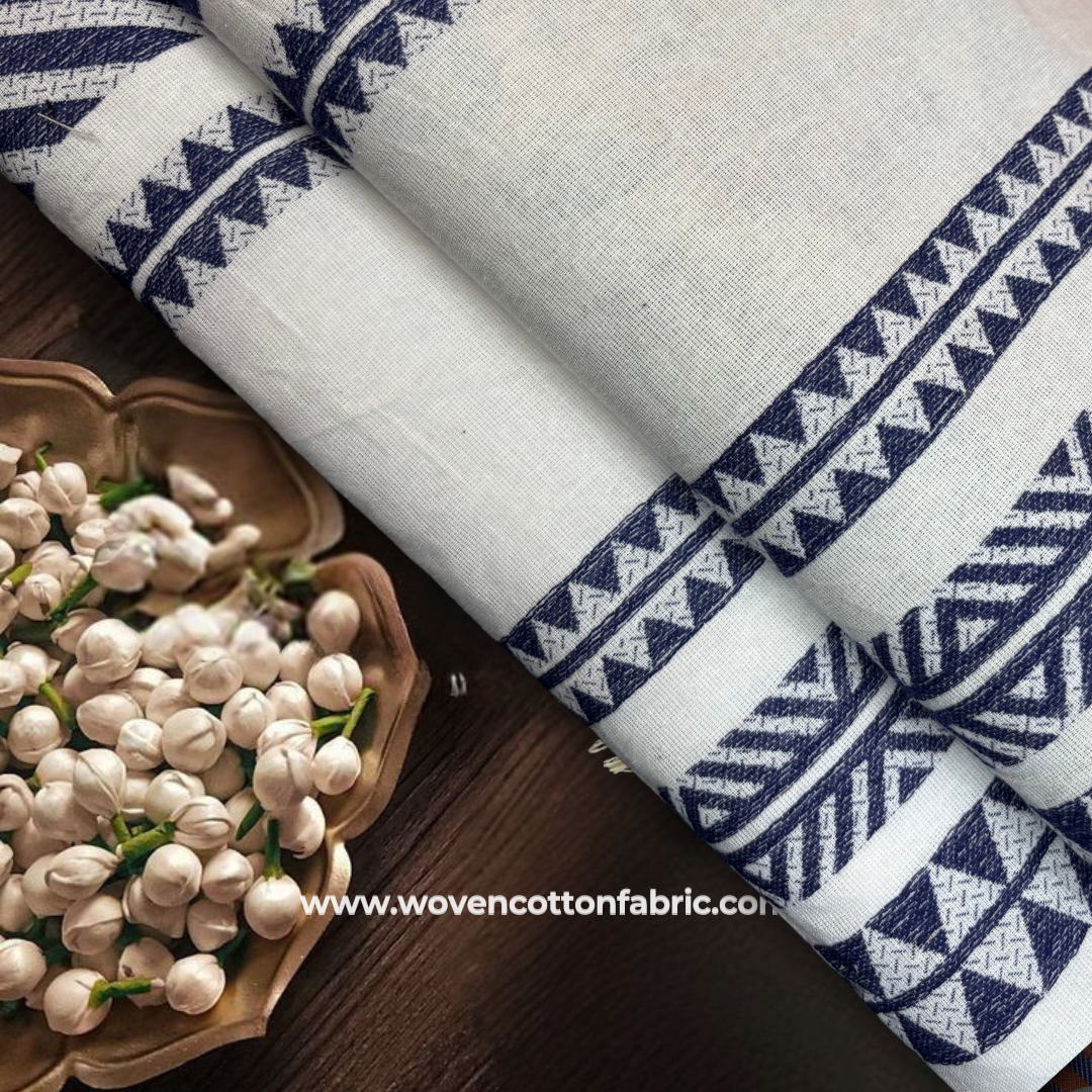 Sutradhar Stripes Cotton Jacquard Fabric,Per Meter