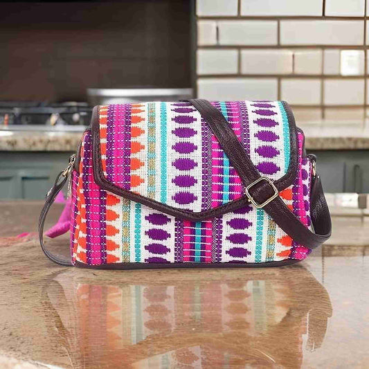 Purple Cotton Boho Himalayan Sling Bag