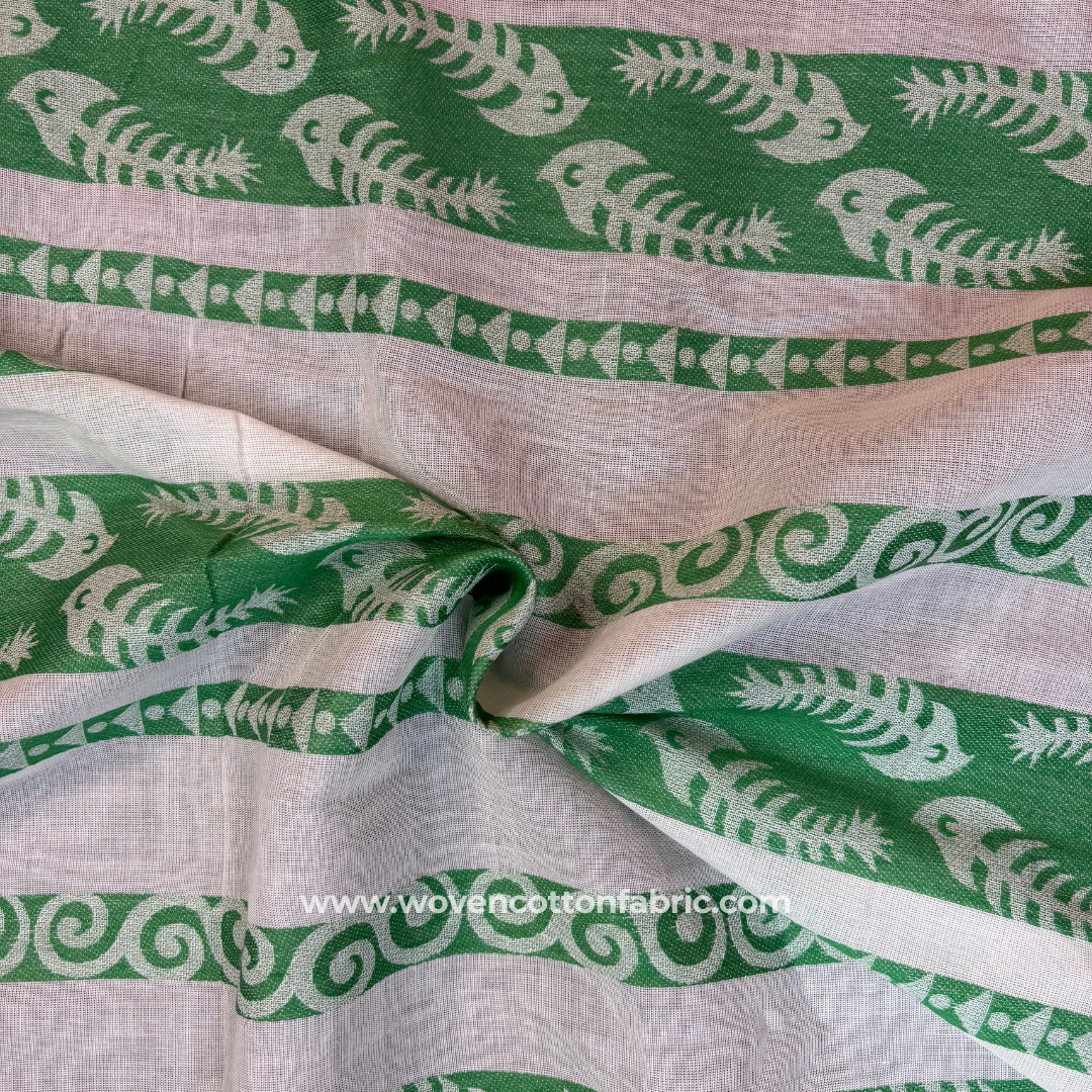 Green Aqua Dusk Cotton Jacquard Fabric,Per Meter