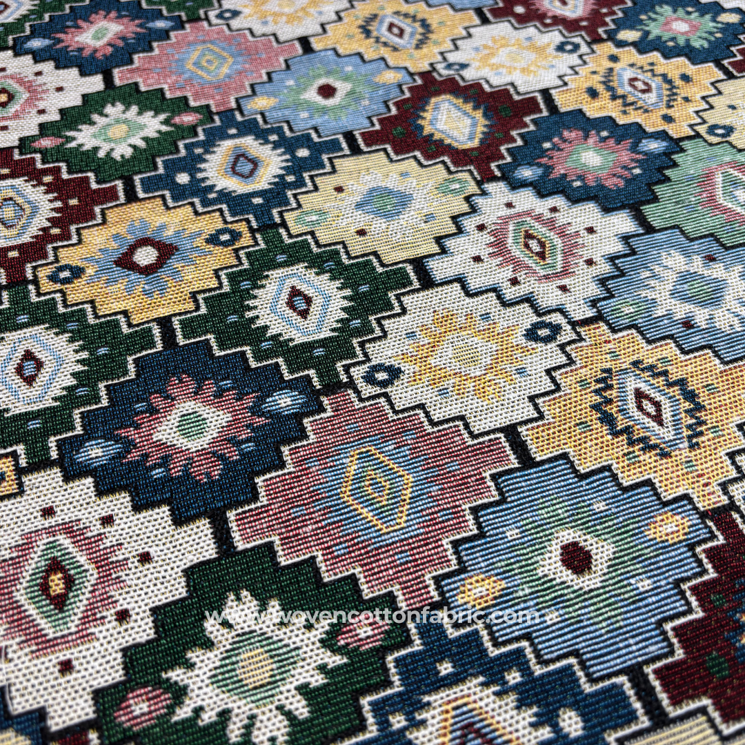 Vintage Navaar Cotton Jacquard Fabric, Per Meter