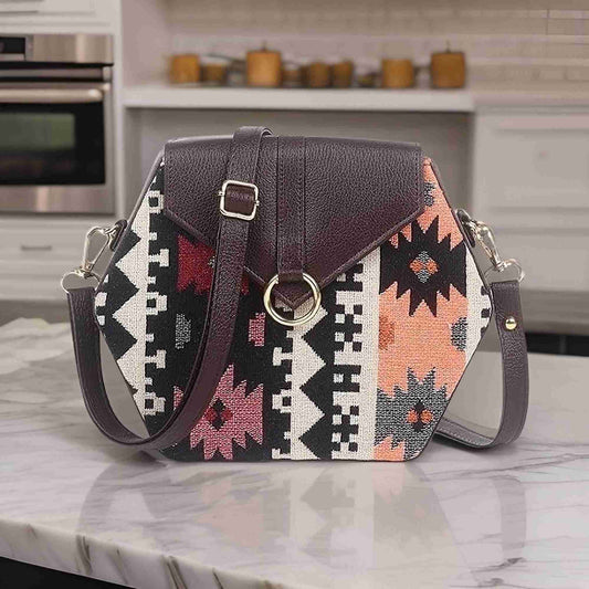 Orange Boho Himalayan Cotton Crossbody Sling Bag, 3 L