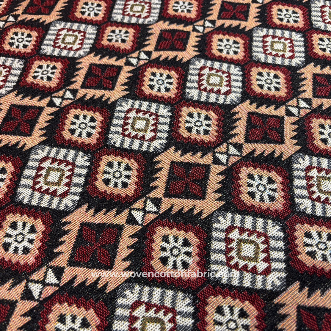 Sahara Grid Cotton Jacquard Fabric, Per Meter