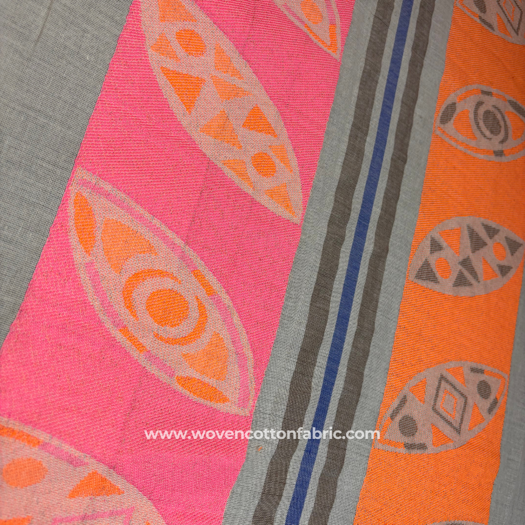 Sunset Symbols Cotton Jacquard Fabric, Per Meter