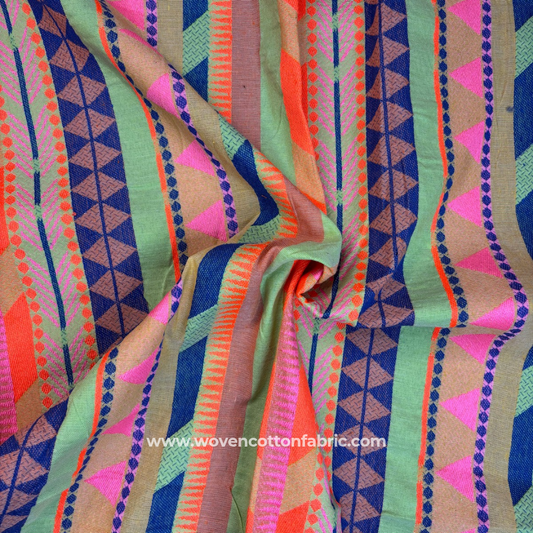 Zesty Zar Cotton Jacquard Fabric, Per Meter