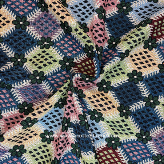 Bloom Blocks Cotton Jacquard Fabric,Per Meter