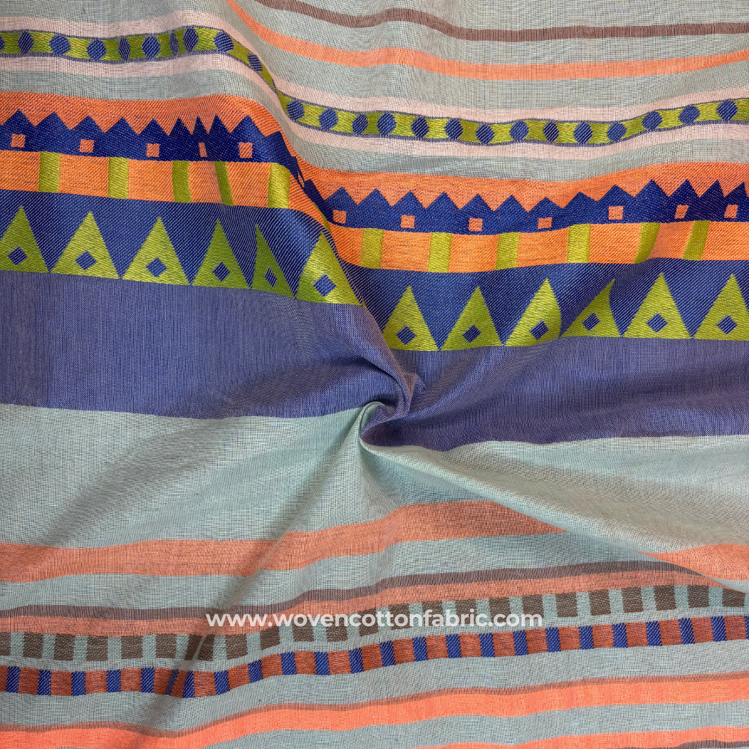 Nomad Lines Cotton Jacquard Fabric, Per Meter