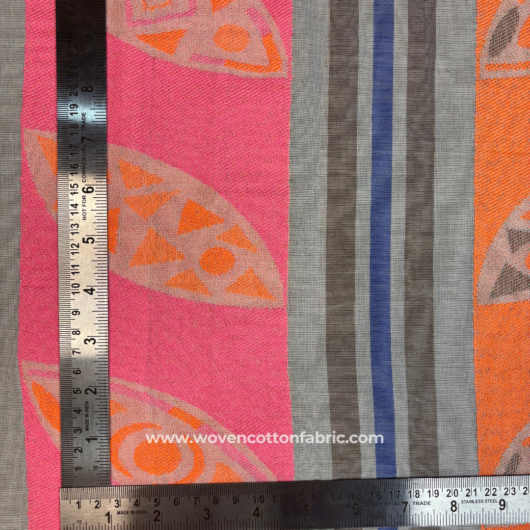 Sunset Symbols Cotton Jacquard Fabric, Per Meter