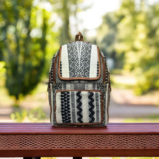 White Boho Handcrafted Backpack, Small 5L
